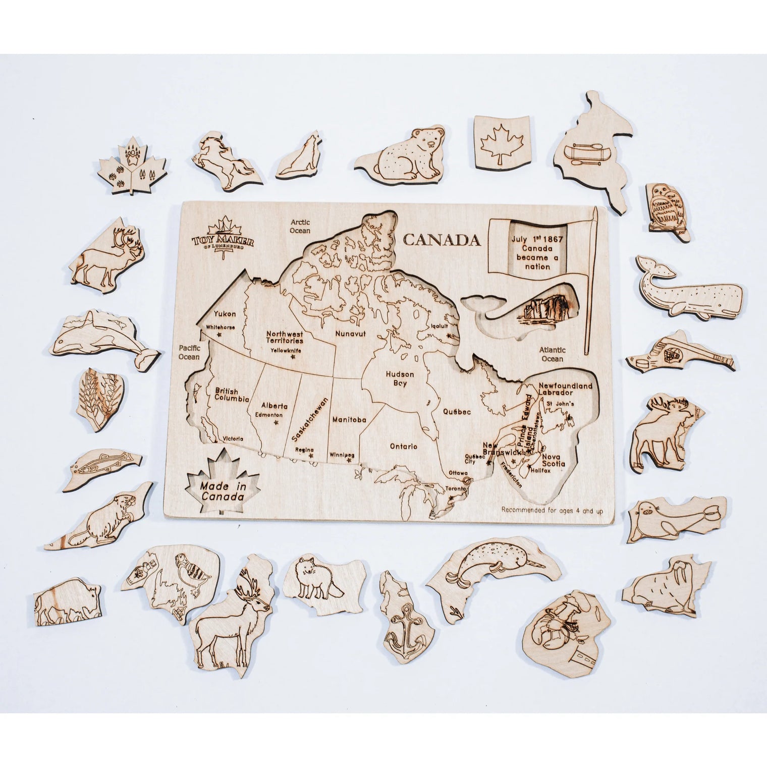 Canada Map Puzzle with Native Animals