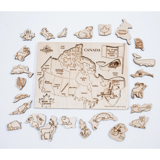 Canada Map Puzzle with Native Animals