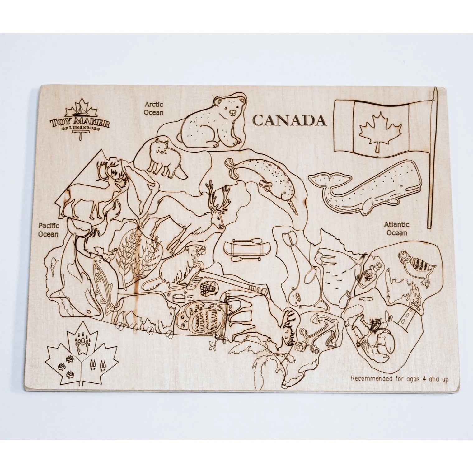 Canada Map Puzzle with Native Animals