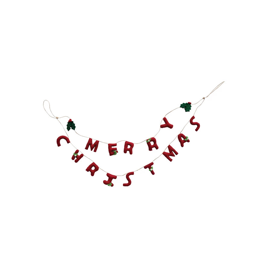 Handmade Wool Felt "Merry Christmas" Garland