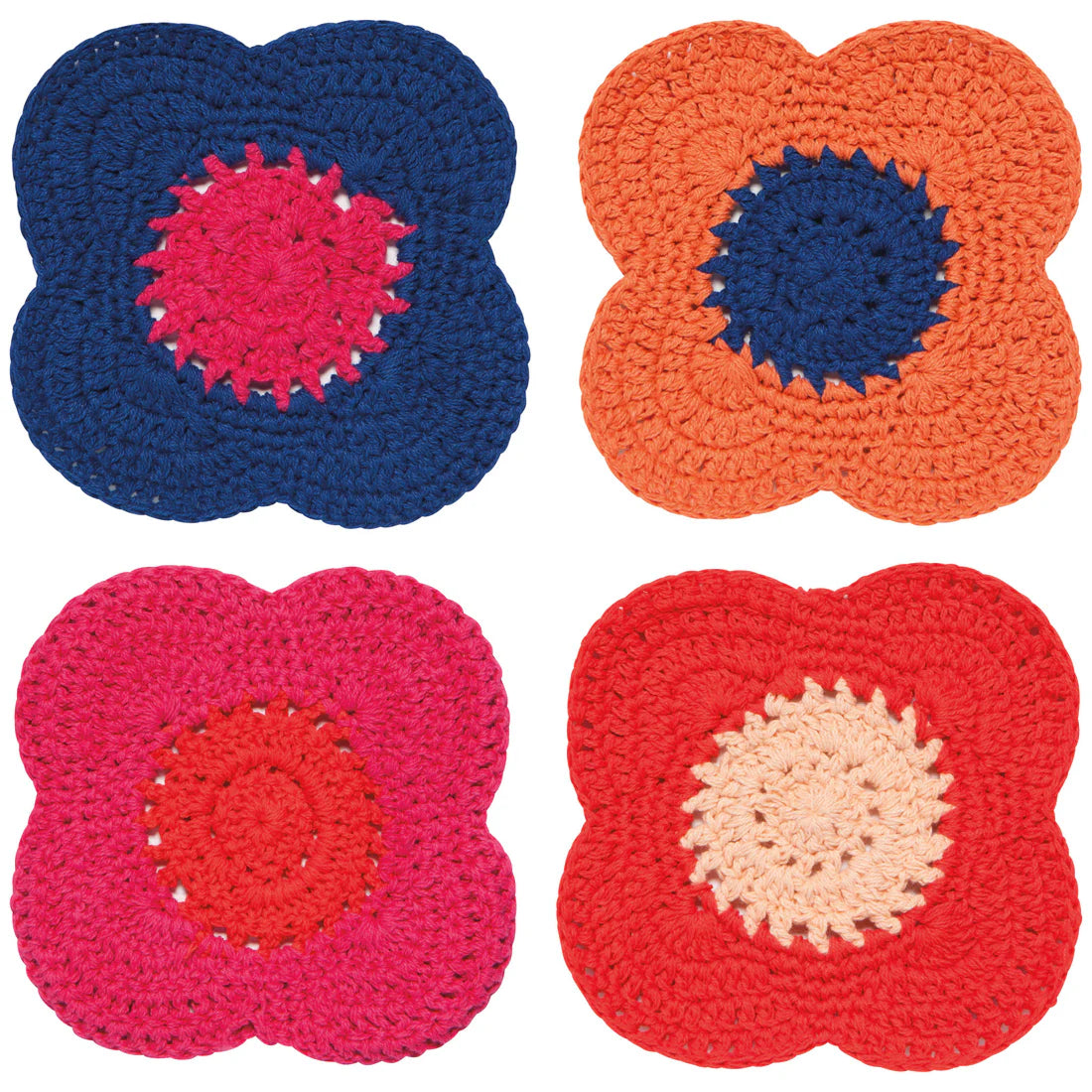 Poppy Crochet Coasters - Set of 4