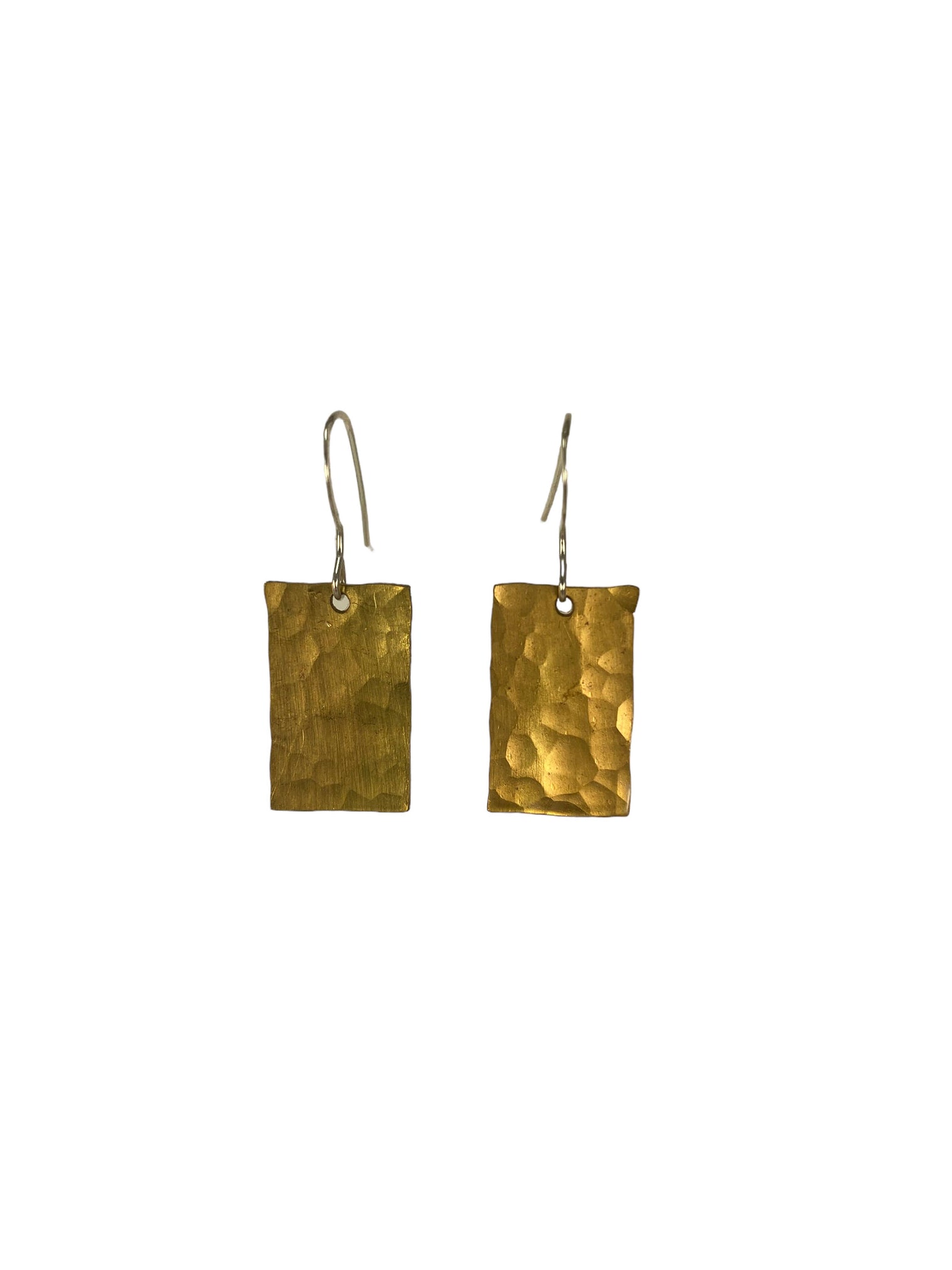 David Stepan - Earring Small Hammered Brass Rectangle