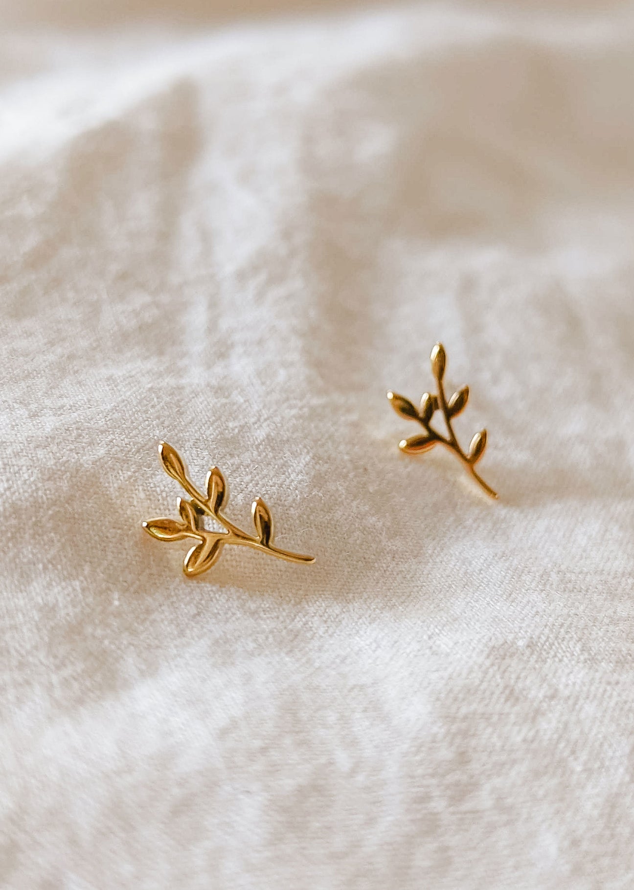 Gold Olive Branch Earrings