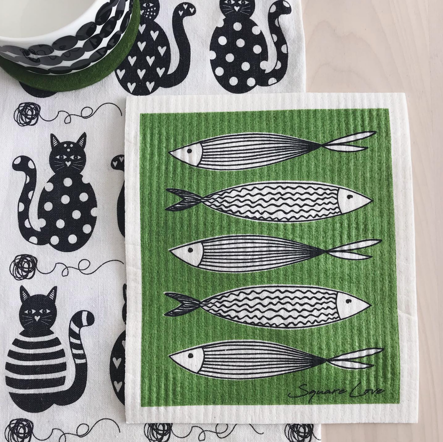 Green Fish Swedish Dish Cloth