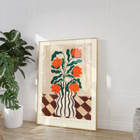 Black and White Striped Vase Print