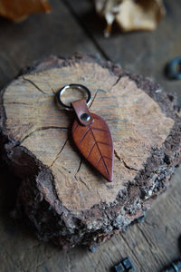 Leather Leaf Keychain