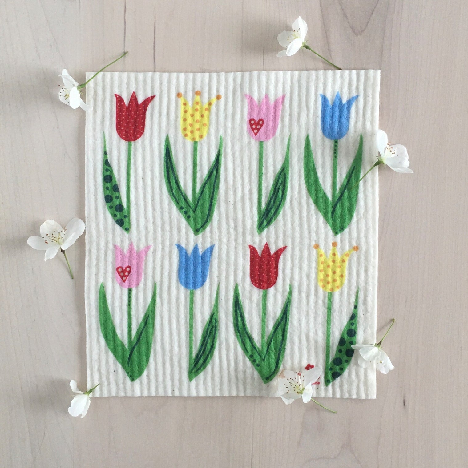 Tulips Swedish Dishcloth