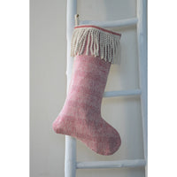 Cotton Woven Stocking with Fringe Cuff